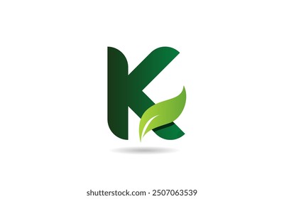 green leaf K letter alphabet logo icon design suitable for a green or vegan vegetarian concept