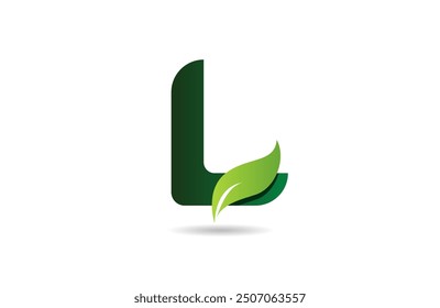 green leaf L letter alphabet logo icon design suitable for a green or vegan vegetarian concept