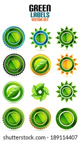 Green leaf labels | eco friendly badge collection
