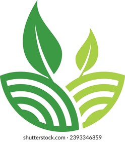 logotipo vectorial de naturaleza de paisaje de hoja verde