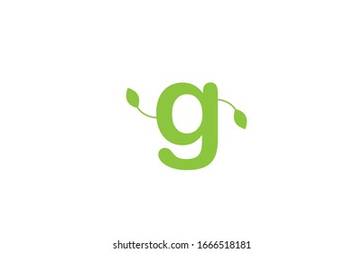 green leaf leafs letter g alphabet logo design icon for company and business. Suitable for catchy logotype