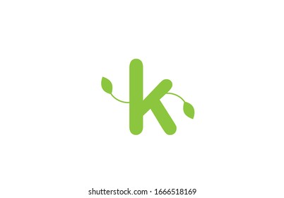 hoja verde letra k icono de diseño del logotipo del alfabeto para empresa y negocio. Adecuado para un logotipo pegadizo