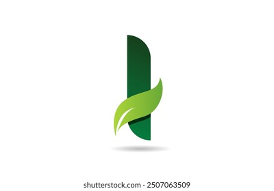 green leaf I letter alphabet logo icon design suitable for a green or vegan vegetarian concept