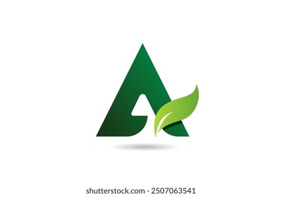 green leaf A letter alphabet logo icon design suitable for a green or vegan vegetarian concept