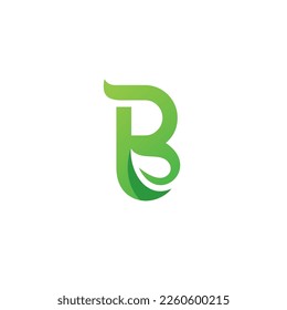 Vector de diseño de la hoja verde y la letra B.