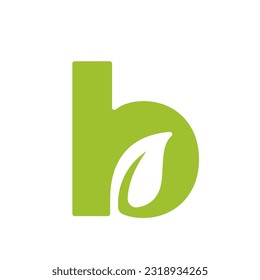 Green leaf and letter B logo design vector