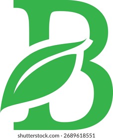 Green Leaf and Letter B Logo