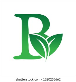 Green Leaf Letter B Monogram Logo Stock Vector (Royalty Free ...