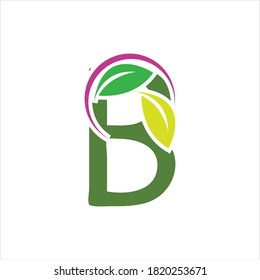 Vector de diseño de logotipo de hoja verde y letra B.
