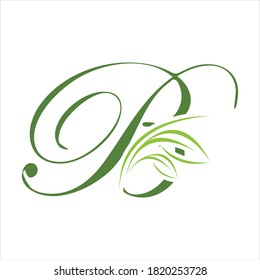 Vector de diseño de logotipo de hoja verde y letra B.