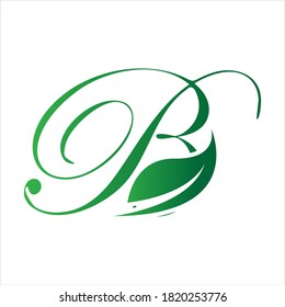 Vector de diseño de logotipo de hoja verde y letra B.