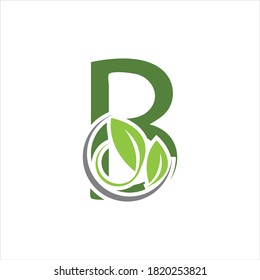 Vector de diseño de logotipo de hoja verde y letra B.