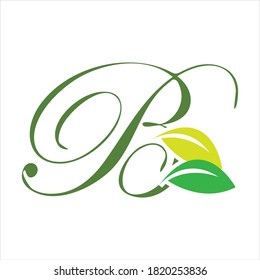 Vector de diseño de logotipo de hoja verde y letra B.