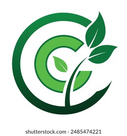 Vector de diseño de logotipo de hoja verde y letra C