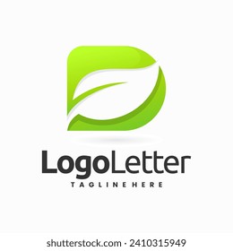 Green Leaf Letter D logo icon on white background