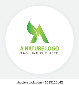 A Green Leaf Letter Design Logo. Eco Bio Leaf Letters Icon Illustration Vector Logo