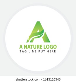 A Green Leaf Letter Design Logo. Eco Bio Leaf Letters Icon Illustration Vector Logo