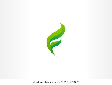 green leaf with letter f vector concept logo design