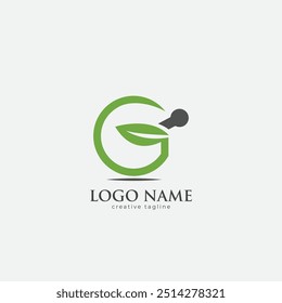 Green Leaf, Letter G Logo, eco, green logo fully editable vector template