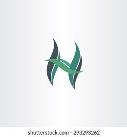 green leaf letter h ecology icon design