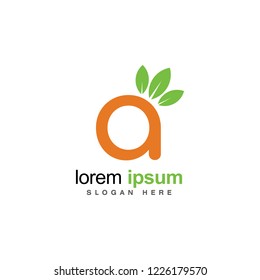 Green leaf A letter icon. Logo vector template