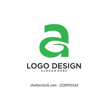 letra verde hoja de diseño logotipo A