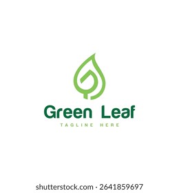 green leaf letter mark logo design leaf G creative modern minimal