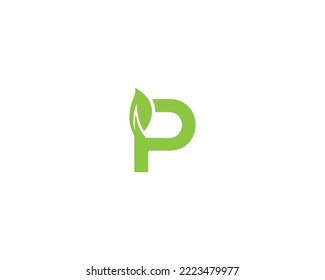 Diseño del logotipo de la letra verde P Diseño de una plantilla de vectores de tipografía moderna creativa.