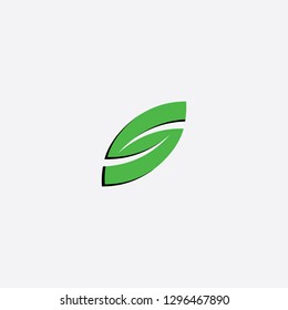 green leaf letter s icon symbol vector design