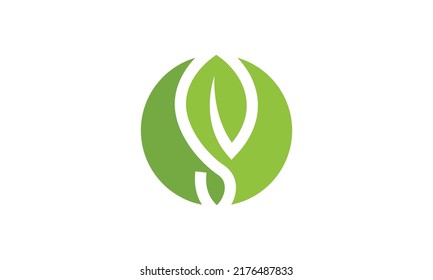 hoja verde, plantilla vectorial del logotipo de la hoja de letra s