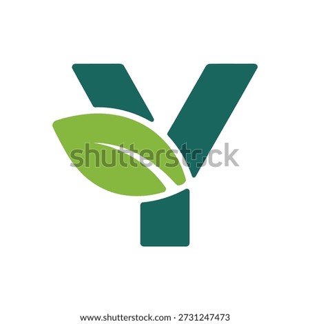 Green leaf and letter Y logo design symbol icon graphic element icon