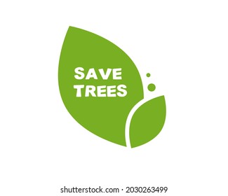 green leaf and lettering save trees
