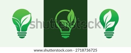 Green Leaf Light Bulb Eco Energy Idea Logo Icon Sustainable Nature Power Branding Design Symbol