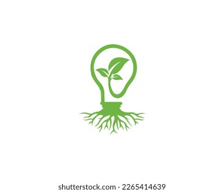 Green leaf with light  bulb energy saving logo design. Eco friendly, green leaf, light  bulb with tree vector illustration.