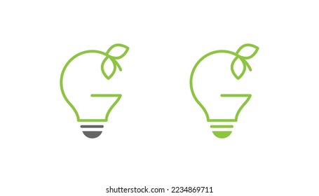 Green leaf light bulb logo design vector