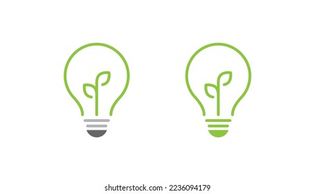 Green leaf light bulb logo design vector