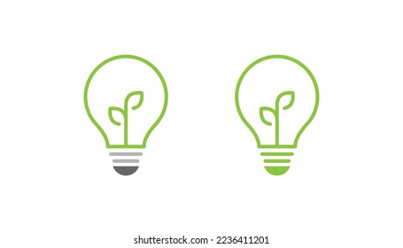 Vector de diseño del logotipo de la bombilla de la hoja verde
