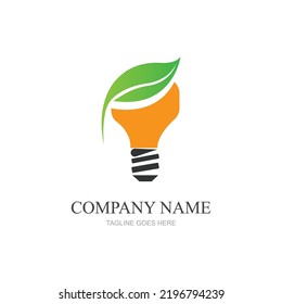 green leaf and light logo illustration design