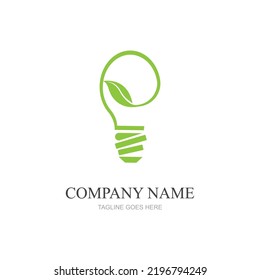 green leaf and light logo illustration design