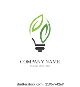 green leaf and light logo illustration design