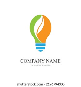 green leaf and light logo illustration design