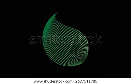 Green Leaf Line Design – Modern Eco Symbol, Organic Nature Concept, Minimal Curved Lines Graphic for Sustainability, Bio, and Environmental Branding