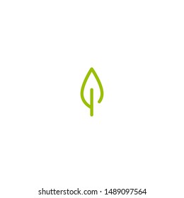 green  leaf line  icon. eco sign isolated on white. Vector illustration. Leaflet organic icon.