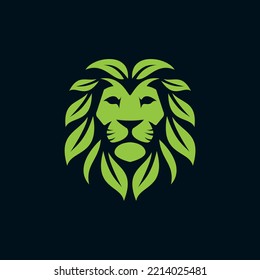 green leaf lion logo template