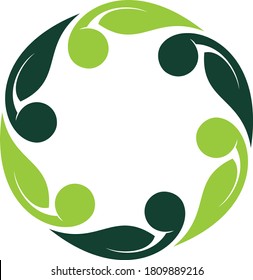 Green leaf logo, circle leaf logo design vector. Plant abstract illustration