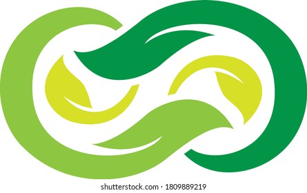 Logo de la hoja verde, vector de diseño del logo de la hoja circular. Ilustración abstracta de planta