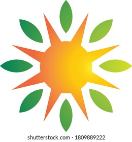 Green leaf logo, circle leaf logo design vector. Plant abstract illustration