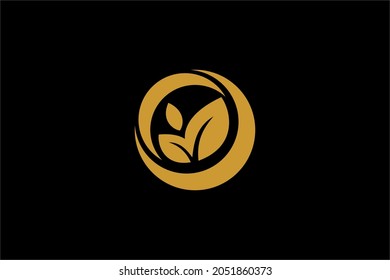 Grünes Blatt Logo, Logo-Design-Vektorgrafik der Kreis-Blätter. Pflanzliche abstrakte Illustration.