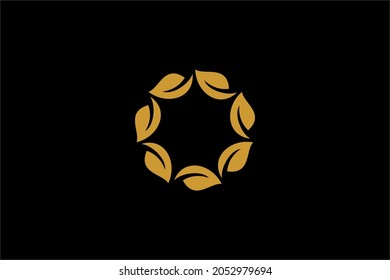 Grünes Blatt Logo, Logo-Design-Vektorgrafik der Kreis-Blätter. Pflanzliche abstrakte Illustration.