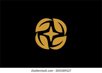 Green leaf logo, circle leaf logo design vector. Plant abstract illustration.